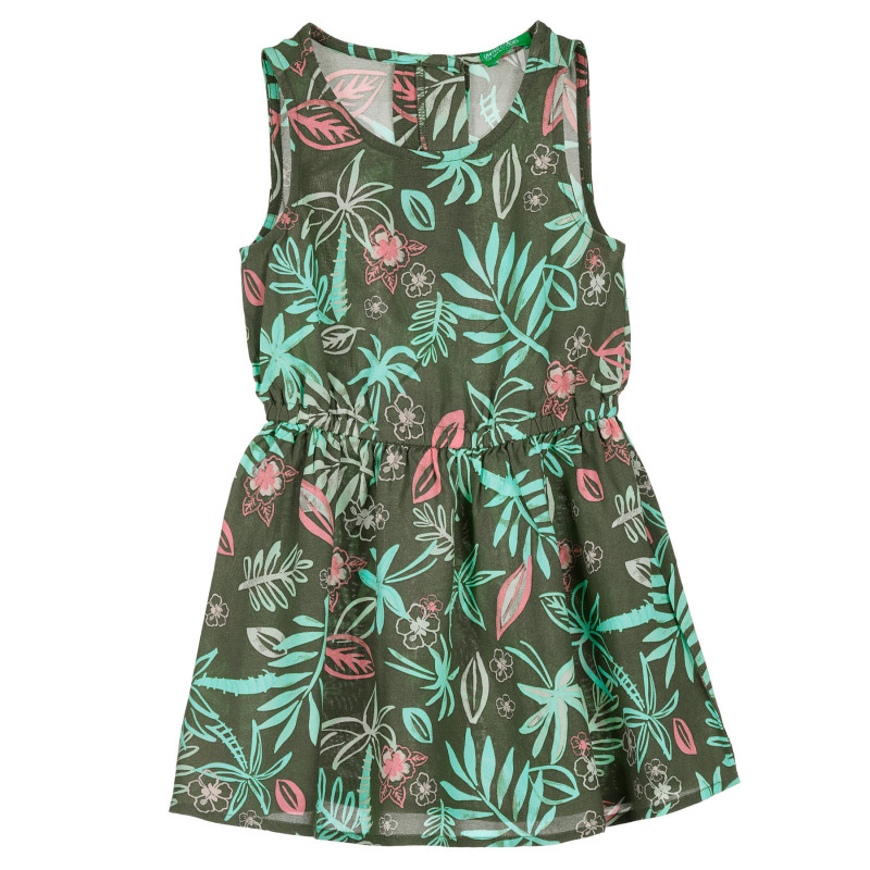 Rochie din bumbac cu imprimeu floral și talie elastică pentru bebeluși, verde  238449