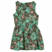 Rochie din bumbac cu imprimeu floral și talie elastică pentru bebeluși, verde Benetton 238452 4