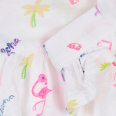 Rochie din bumbac cu imprimeu flamingo și volane pentru bebeluși, albă Benetton 238461 2