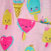 Rochie din bumbac cu imprimeu de înghețată și volane pentru bebeluș, roz Benetton 238466 2