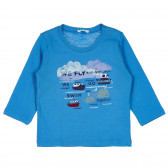 Bluză din bumbac cu imprimeu marin pentru bebeluș, albastră Benetton 238469 