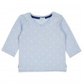 Bluză din bumbac cu imprimeu balene mici pentru bebeluș, albastru deschis Benetton 238473 