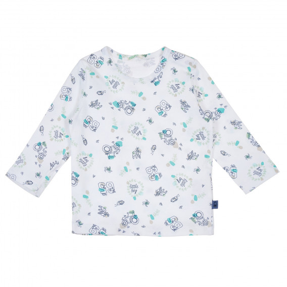 Bluză din bumbac cu imprimeu figural pentru bebeluși, albă Benetton 238477 