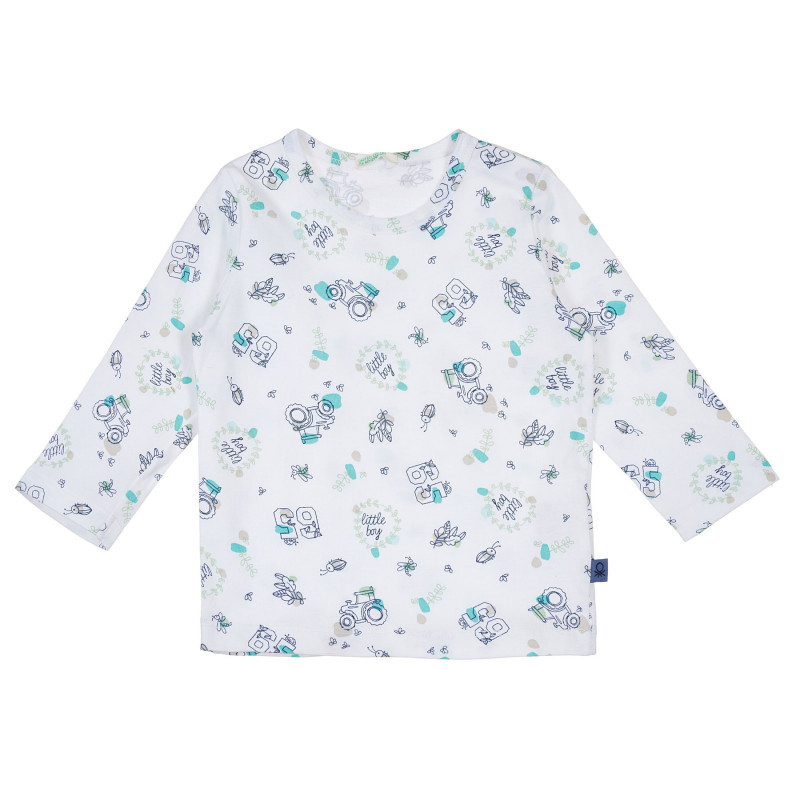 Bluză din bumbac cu imprimeu figural pentru bebeluși, albă  238477
