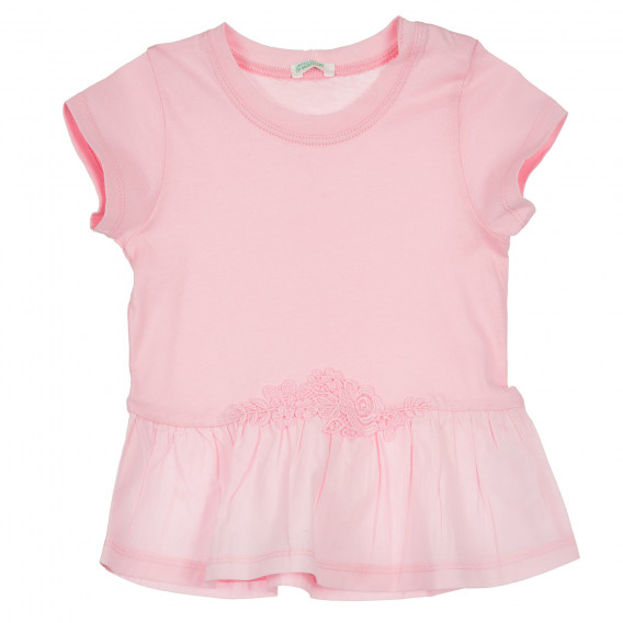 Bluză din bumbac cu dantelă în talie pentru bebelusi, roz Benetton 238481 