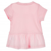 Bluză din bumbac cu dantelă în talie pentru bebelusi, roz Benetton 238484 4
