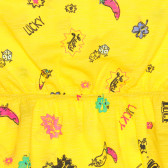 Rochie cu imprimeu figural și detalii roz, galben Benetton 238562 2