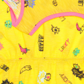 Rochie cu imprimeu figural și detalii roz, galben Benetton 238564 3