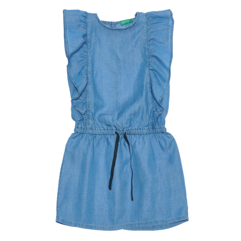 Rochie din bumbac cu volane și talie elastică, albastră  238616