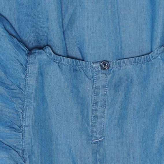 Rochie din bumbac cu volane și talie elastică, albastră Benetton 238619 3