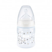 Sticlă din polipropilenă First Choice, control Termo cu tetină debit mediu 0-6 luni, 150 ml., Albă NUK 238953 