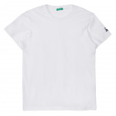 Tricou din bumbac cu sigla mărcii în alb Benetton 239069 