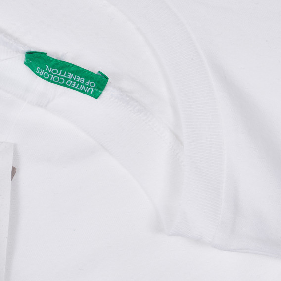 Tricou din bumbac cu sigla mărcii în alb Benetton 239071 3