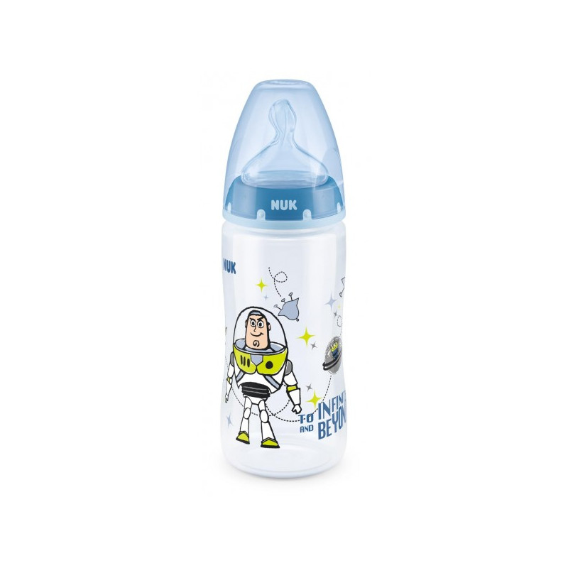 Biberon din polipropilenă First Choice Toy Story cu tetină 6-18 luni, 300 ml, albastru  239075