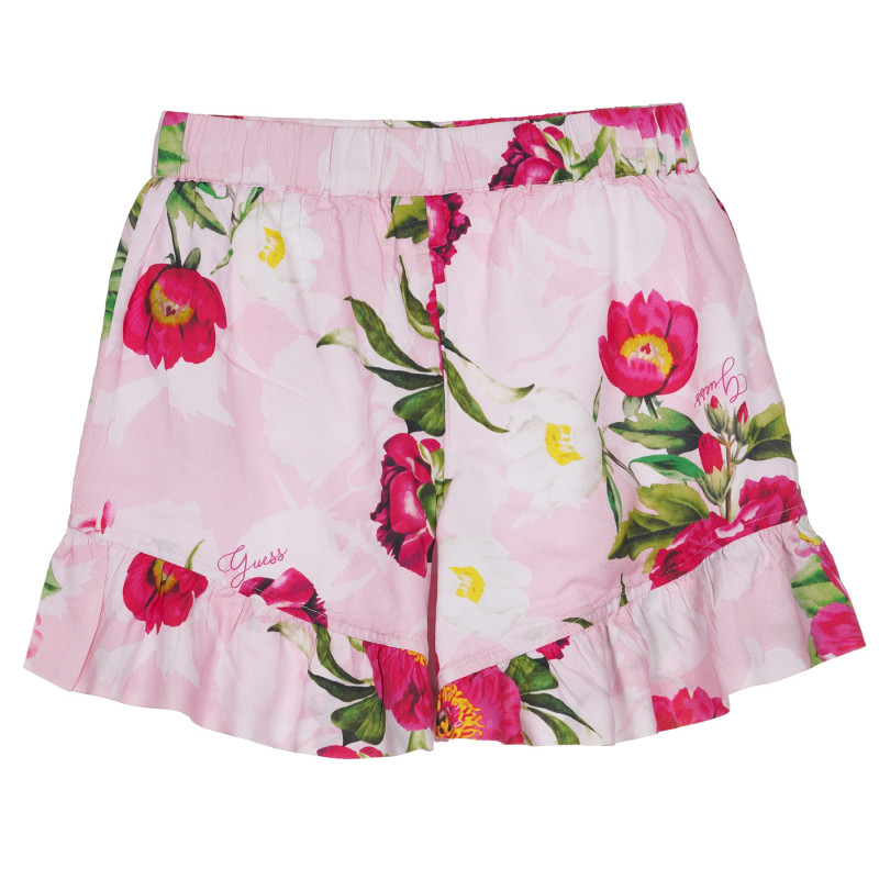 Pantaloni scurți cu volanase și imprimeu floral, roz  239112