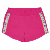 Pantaloni scurți din bumbac cu margine, roz Guess 239116 