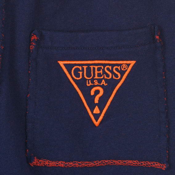 Pantaloni scurți din bumbac cu detalii portocalii, albaștri Guess 239122 3