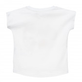 Tricou din bumbac organic cu imprimeu margaretă și inscripție, alb Name it 239161 4