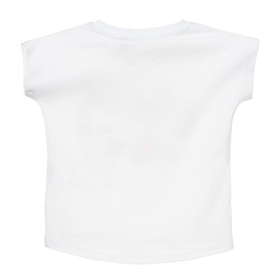 Tricou din bumbac organic cu imprimeu margaretă și inscripție, alb Name it 239161 4