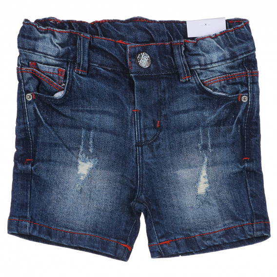 Jeans scurți din bumbac cu aspect uzat pentru bebeluș, albastru Idexe 239266 