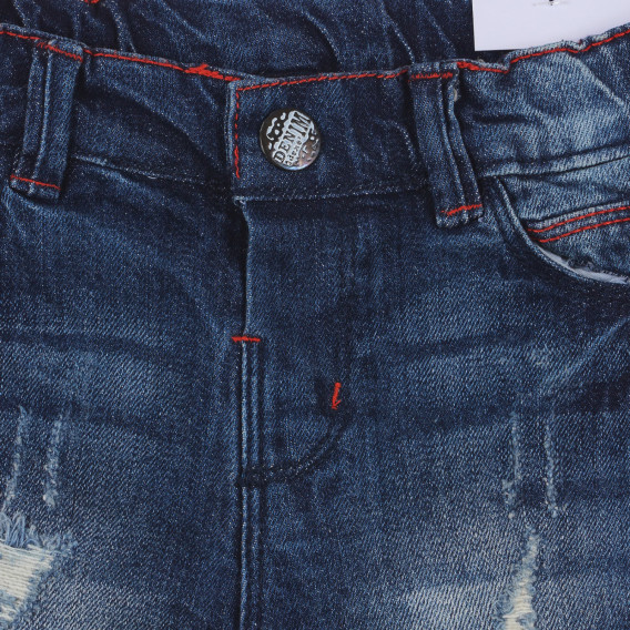 Jeans scurți din bumbac cu aspect uzat pentru bebeluș, albastru Idexe 239267 2
