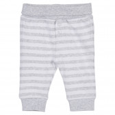 Pantaloni pentru bebeluși cu dungi de culoare albă și gri Idexe 239309 