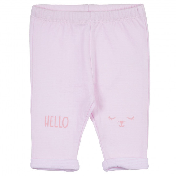 Pantaloni din bumbac cu tiv pliat pentru bebeluș, roz Idexe 239313 