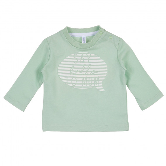 Bluza din bumbac cu imprimeu pentru bebeluți de culoare verde mentă Idexe 239329 