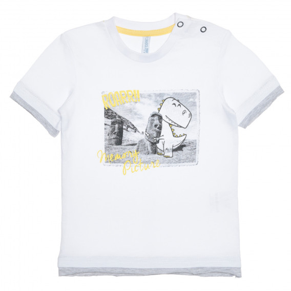 Tricou din bumbac cu imprimeu grafic pentru bebeluș, de culoare albă Idexe 239408 