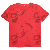 Tricou din bumbac cu imprimeu animal, roșu Idexe 239436 