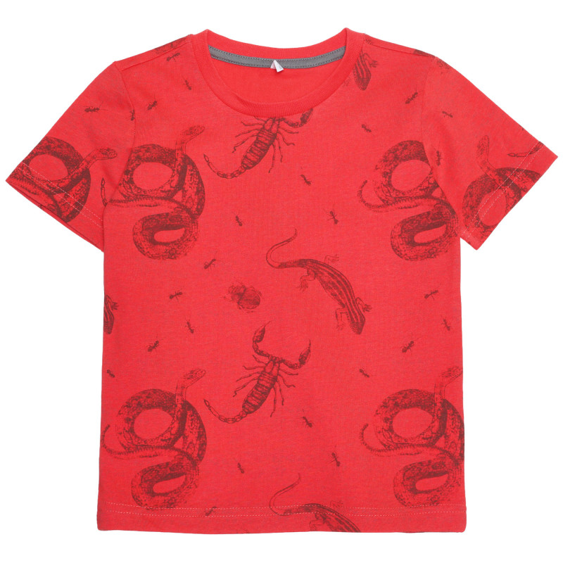 Tricou din bumbac cu imprimeu animal, roșu  239436