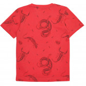 Tricou din bumbac cu imprimeu animal, roșu Idexe 239438 4