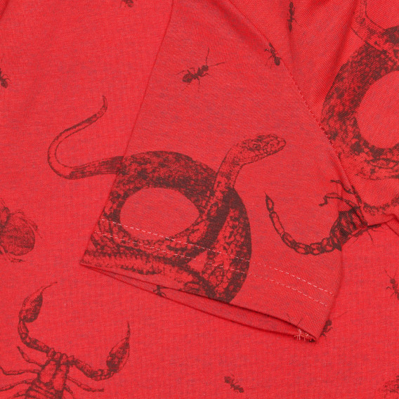 Tricou din bumbac cu imprimeu animal, roșu Idexe 239439 3