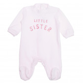 Salopetă pentru bebeluși cu inscripția Little Sister, roz deschis Idexe 239444 