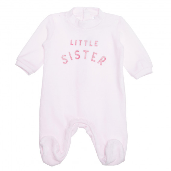 Salopetă pentru bebeluși cu inscripția Little Sister, roz deschis Idexe 239444 