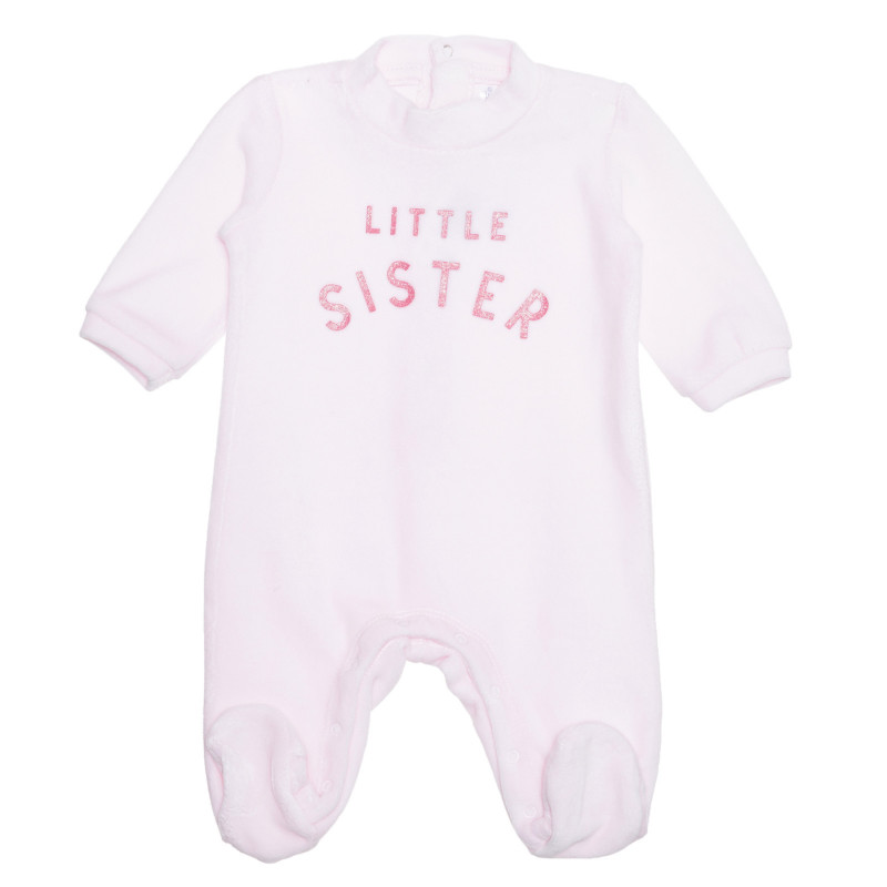 Salopetă pentru bebeluși cu inscripția Little Sister, roz deschis  239444