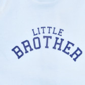 Salopetă de bumbac cu inscripția Little Brother pentru bebeluș, albastră Idexe 239459 3