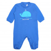 Salopetă din bumbac cu imprimeu de balenă pentru bebelușI, albastră Idexe 239460 