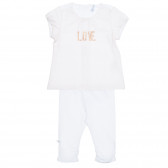 Set de tricou și pantaloni pentru bebeluși din bumbac, alb Idexe 239494 