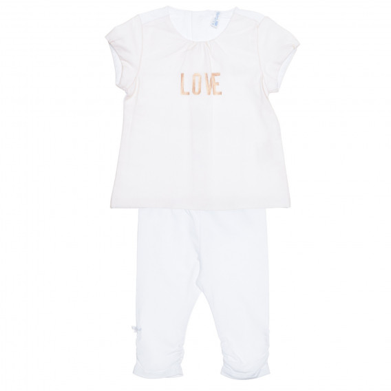 Set de tricou și pantaloni pentru bebeluși din bumbac, alb Idexe 239494 