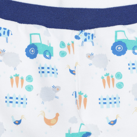 Pantaloni din bumbac cu imprimeu grafic pentru bebeluși, albi Idexe 239522 2