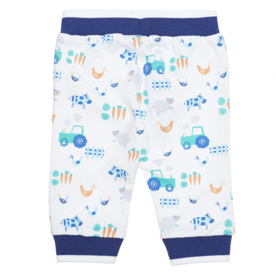 Pantaloni din bumbac cu imprimeu grafic pentru bebeluși, albi Idexe 239524 4