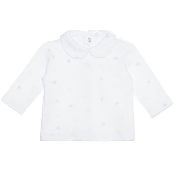 Bluză din bumbac cu imprimeu grafic, albă pentru bebeluși Idexe 239540 