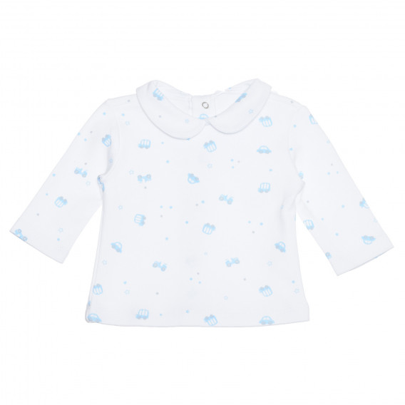 Bluză din bumbac cu guler pentru bebeluși, albă Idexe 239544 