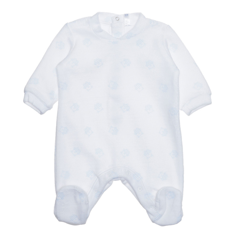 Salopetă din bumbac cu imprimeu grafic pentru bebeluși, în alb  239556