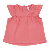 Tricou din bumbac cu volane pentru bebeluș, roz Idexe 239608 