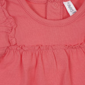 Tricou din bumbac cu volane pentru bebeluș, roz Idexe 239609 2