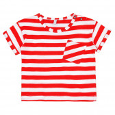 Tricou din bumbac cu buzunar pentru bebeluș, dungi alb-roșii Idexe 239620 