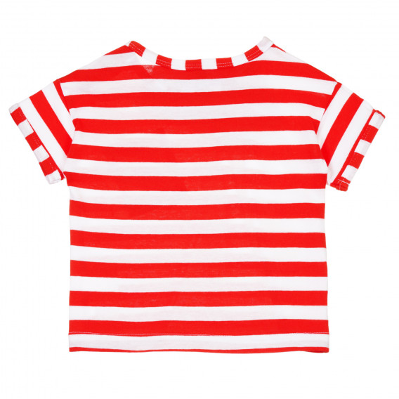 Tricou din bumbac cu buzunar pentru bebeluș, dungi alb-roșii Idexe 239622 4