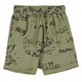 Pantaloni scurți din bumbac cu imprimeu grafic, verde închis Idexe 239650 